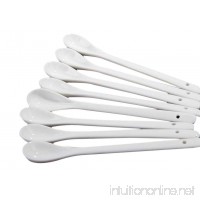 Set of 4 White Long Handle Ceramic Spoons for Tea Coffee Ice Cream Cutlery Mixer - B01LXOKN1B